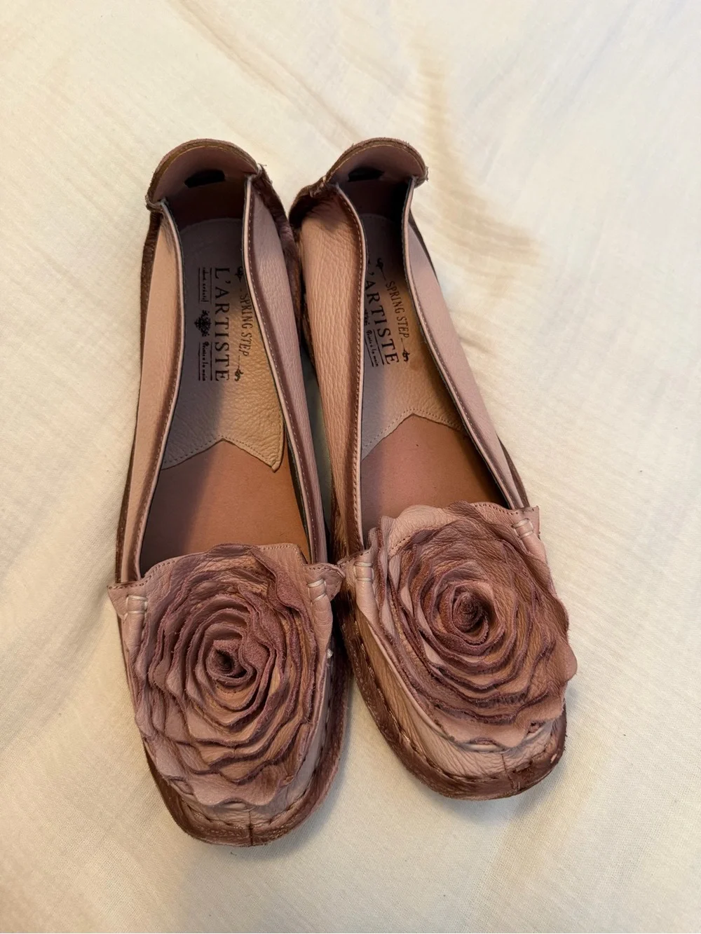 artis Pink Leather Floral Ballet Flats size 40